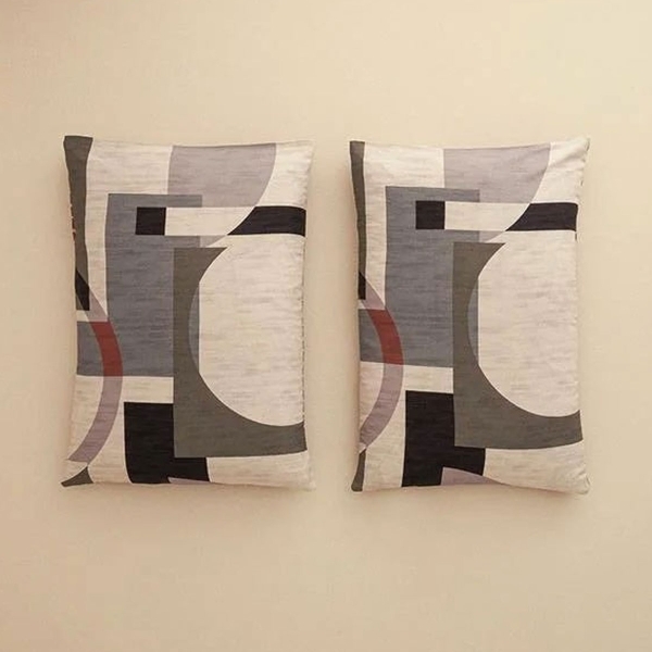 Dynamic Square Soft Cotton with Digital Print 2 Pieces Pillow Case 50x70 cm Beige - Terracotta