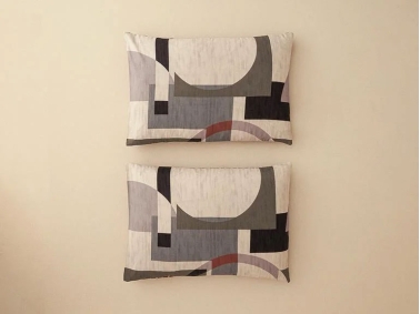 Dynamic Square Soft Cotton with Digital Print 2 Pieces Pillow Case 50x70 cm Beige - Terracotta