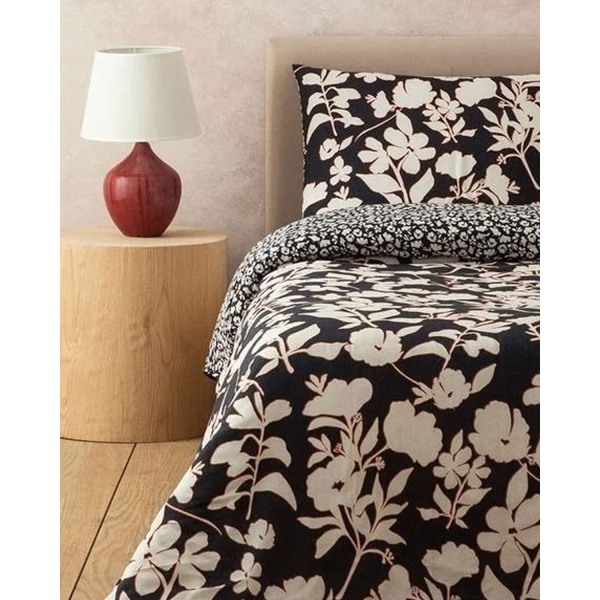 Grandiflora Soft Cotton with Digital Print Single Size Duvet Cover Set 160x220 cm Anthracite - Green