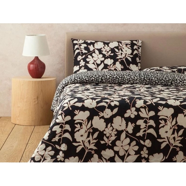 Grandiflora Soft Cotton with Digital Print Single Size Duvet Cover Set 160x220 cm Anthracite - Green