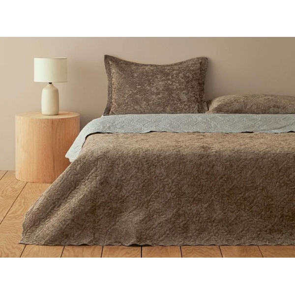 Velvet Double Size Bed Spread Set 200x220 cm Sılver