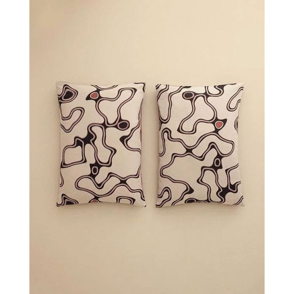 Abstract Art Soft Cotton with Digital Print 2 Pieces Pillow Case 50x70 cm Beige