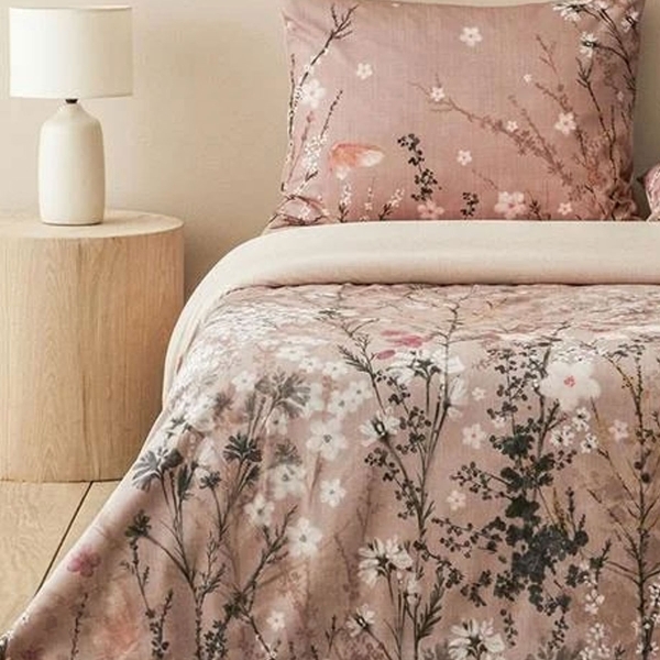 Sweet Spring Digital Printed Soft Cotton Single Duvet Cover Set 160x220 cm Dusty Rose