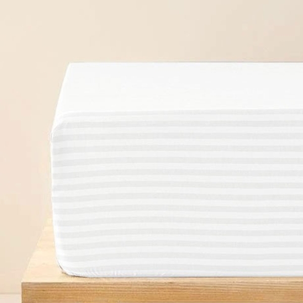 Classy Stripe Twill Single Size Fitted Sheet 100x200 cm White