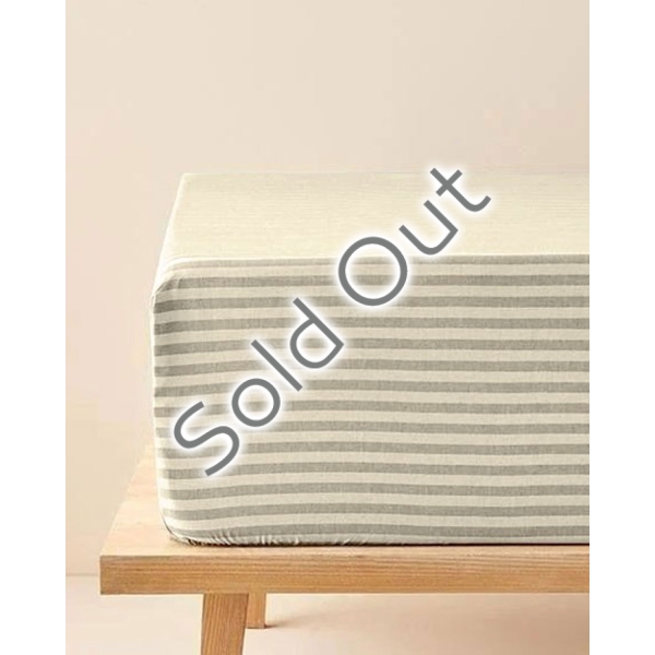 Classy Stripe Twill Single Size Fitted Sheet 100x200 cm Beige