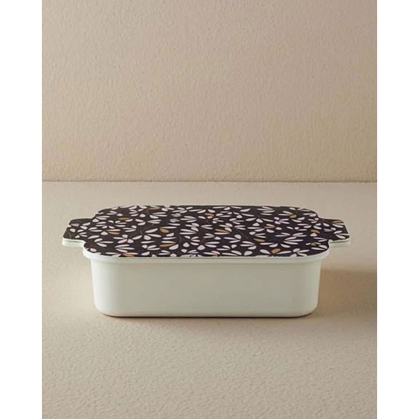 Modern Daisy Melamine 4 Pieces Breakfast Container 30x22 cm Black