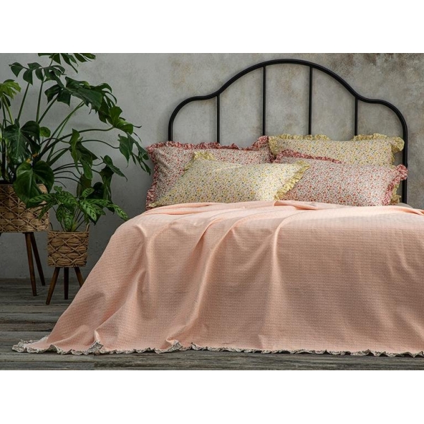 Chic Blossom Ruffle King Size Pique 240x220 Cm Pink