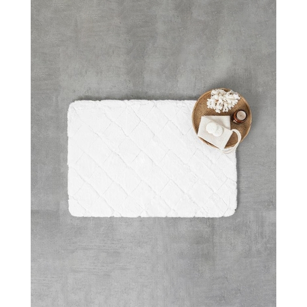 Soft Touch Rabbit Plush Bathroom Mat 60x90 cm White