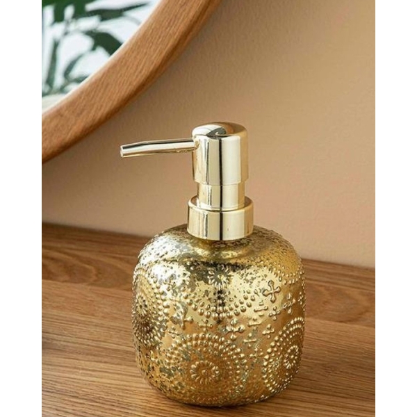Zoe Glass Bathroom Liquid Soap Dispenser 8,5x14 Cm Gold
