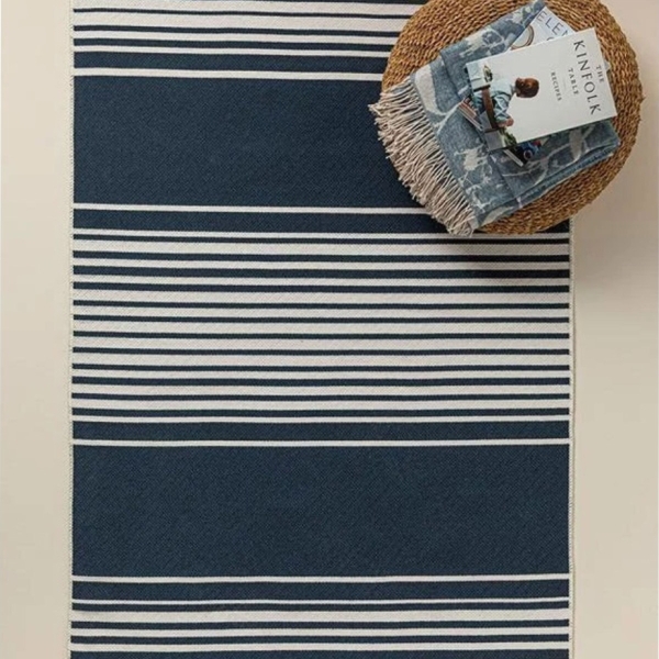 Trendy Mode Woven Rug 80x150 cm Navy Blue-Cream