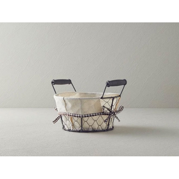 Aluna Metal Bread Basket 20 cm Beige