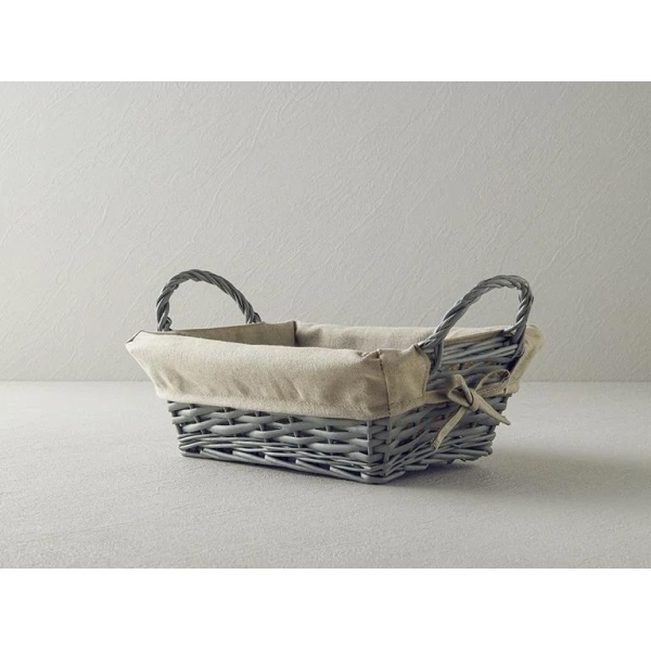 Checker Wicker Bread Basket 29x20 cm Gray