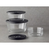 Glass 7 Pcs with Vacuum Device Storage Container 820 + 1550 + 2700 ml Black