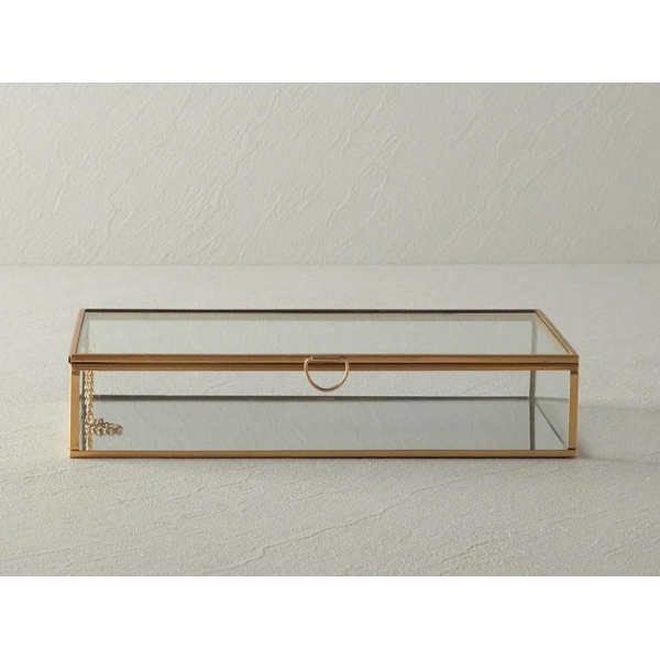Glossy Glass Decorative Box 27x15x5.5 cm Gold