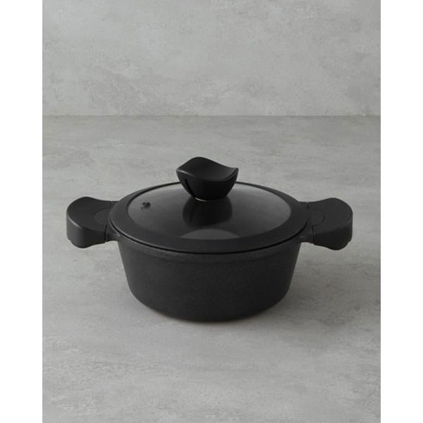 Aluminum Deep Pot 24 cm Black