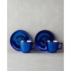 Kyra Glass 4 Piece Teacup Set For 2 Persons Navy Blue