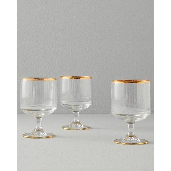 Andrea Glass 3 Pieces Ice Cream Cup 300 Ml Gold