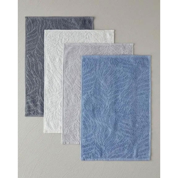 Sylvia Cotton Polyester Jacquard 4-Piece Towel Set 30x45 cm White-L.Gray-Blue-Anthracite
