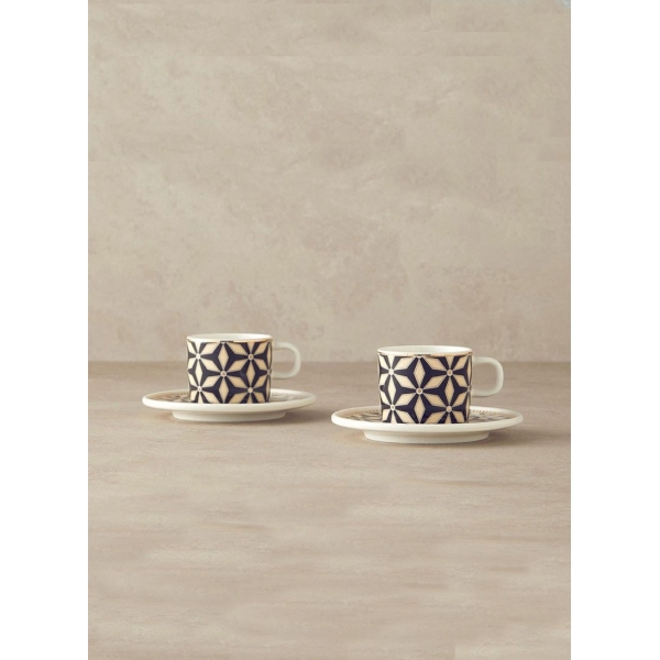 Modern Sense Bone Porcelain 4 Pieces 2 Servings Coffee Cup Set 90 ml Black