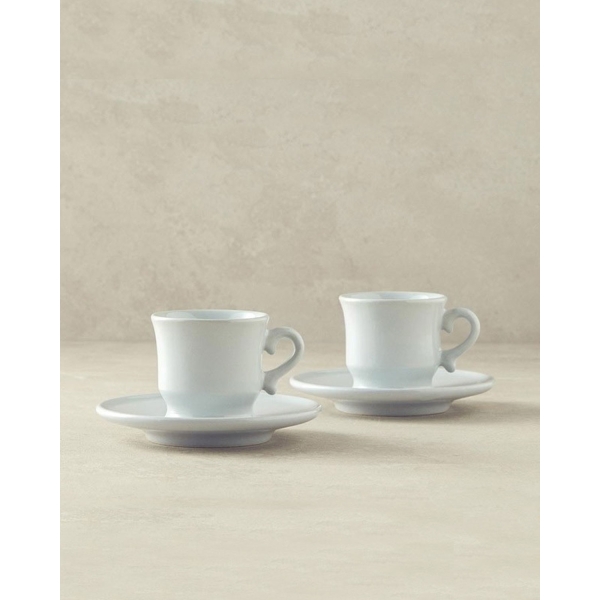 Elite Ceramic 4 Pieces 2 Servings Coffee Cup Set 90 ml Gray