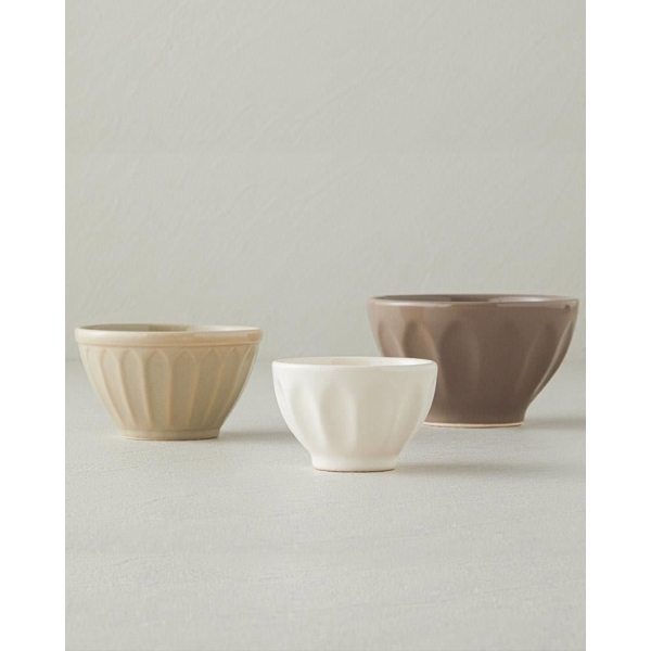 Nude Ceramic 3 pcs Bowl 7-9-10 cm Cream - Beige - Brown