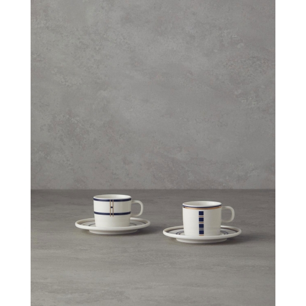 Nuance Bone Porcelain 4 Pieces 2 Servings Tea Cup Set 200 ml Navy Blue
