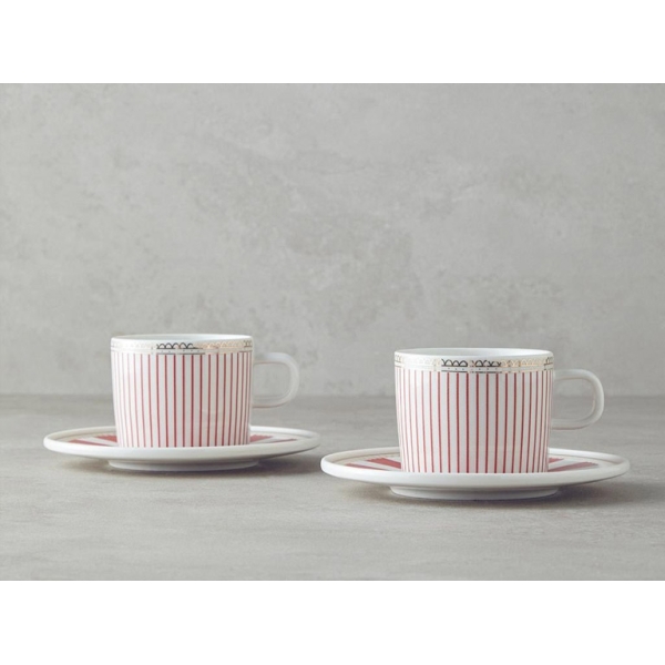 Effect Bone Porcelain 4 Pieces 2 Servings Tea Cup Set 200 ml Red