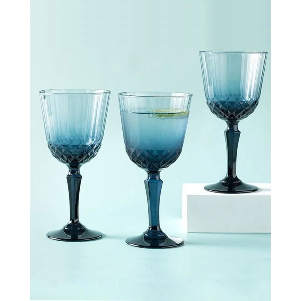 Vivid Glass 3 pcs Chalice 310 ml Navy Blue