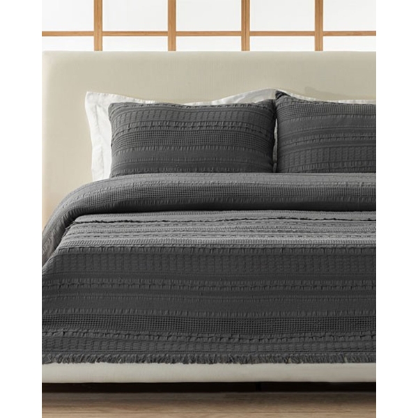 Levron Cotton Jacquard Double Bed Spread Set 220x240 cm Anthracite
