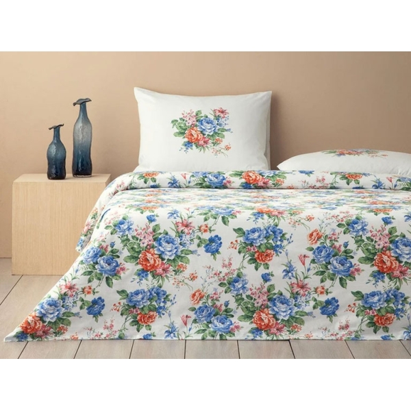 Rose Romance Cotton Double Size Duvet Cover Set 200x220 cm Blue