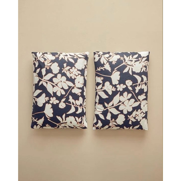 Grandiflora Digital Printed Soft Cotton 2-Piece Pillow Case 50x70 Cm Anthracite- Terracotta