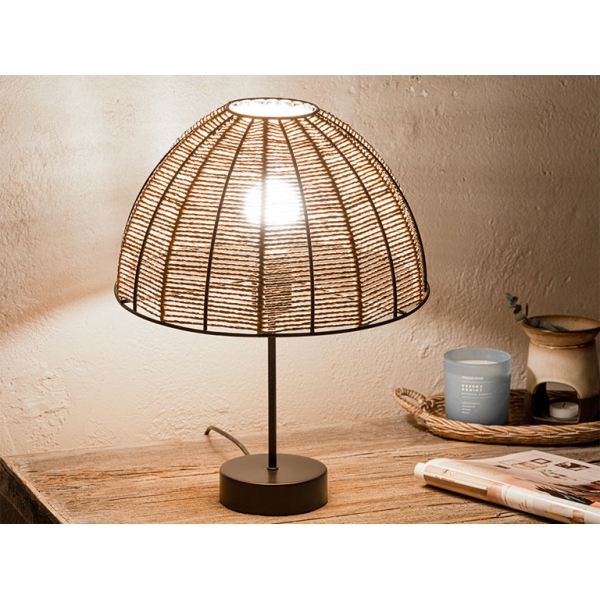 Rustic Wicker Pattern Knitting Table Lamp 10x35x23 cm Beige