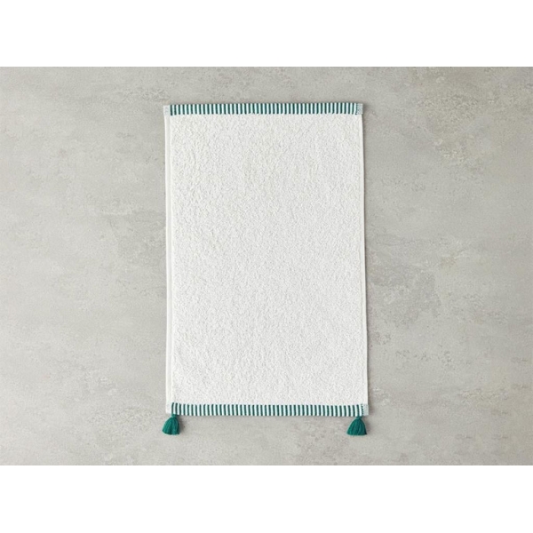 Colorful Lines Cotton Fringed Hand Towel 30x45 cm Ecru - Green