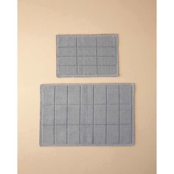 Cotton Polyester Bouclé Bath Mat Set 60x90 + 40x60 cm Gray