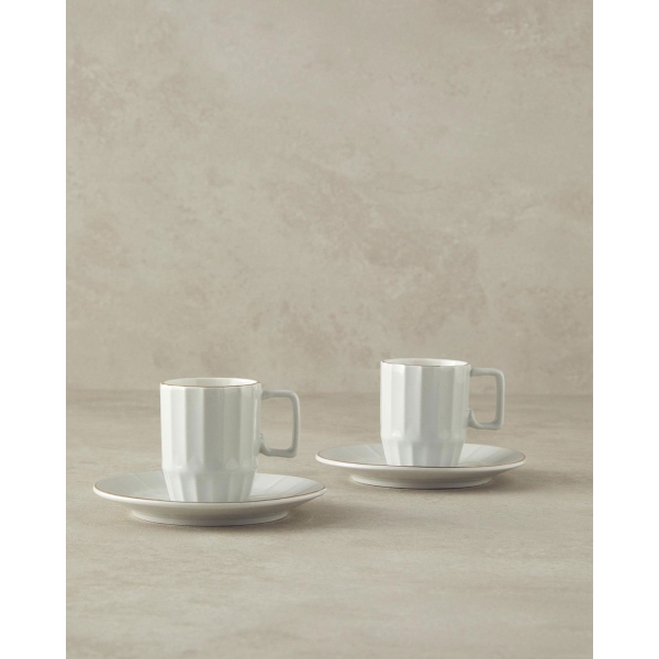 Angely New Bone China 4 Pieces 2 Servings Coffee Cup Set 80 ml White