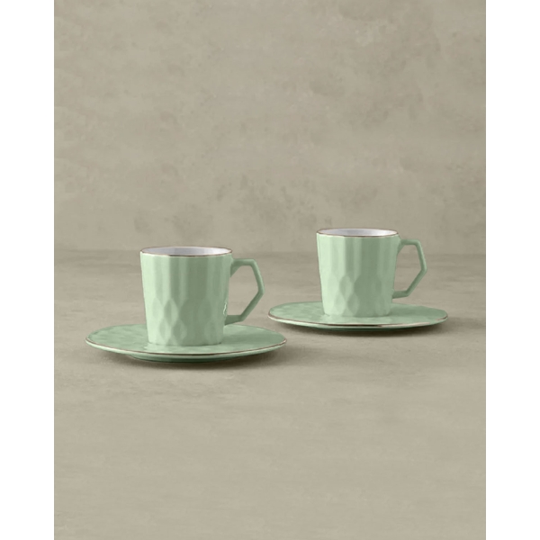 Hestia New Bone China 4 Pieces 2 Servings Coffee Cup Set 80 ml Green