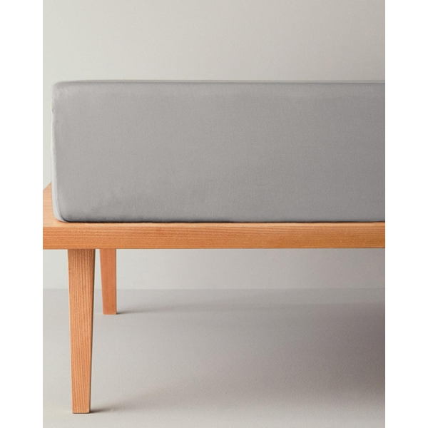 Micell Cotton Satin King Size Fitted Sheet 180x200 cm Silver