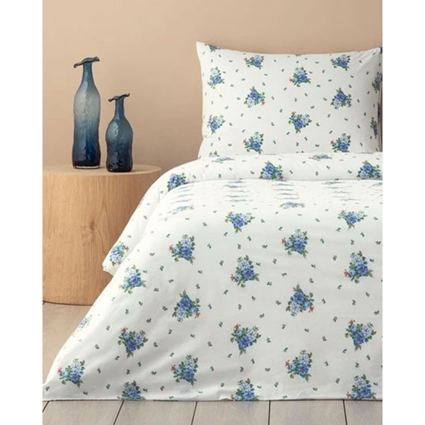 Fragrant Flowers Single Duvet Cover Set 160x220cm Blue