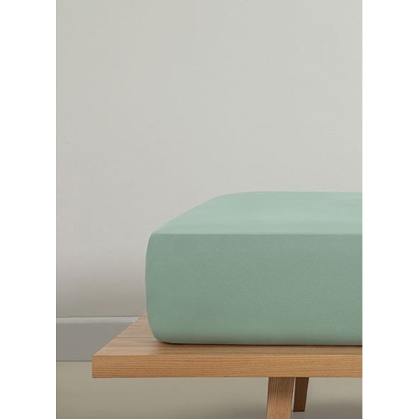 Plain Cotton King Size Fitted Sheet Set 180x200 cm Green