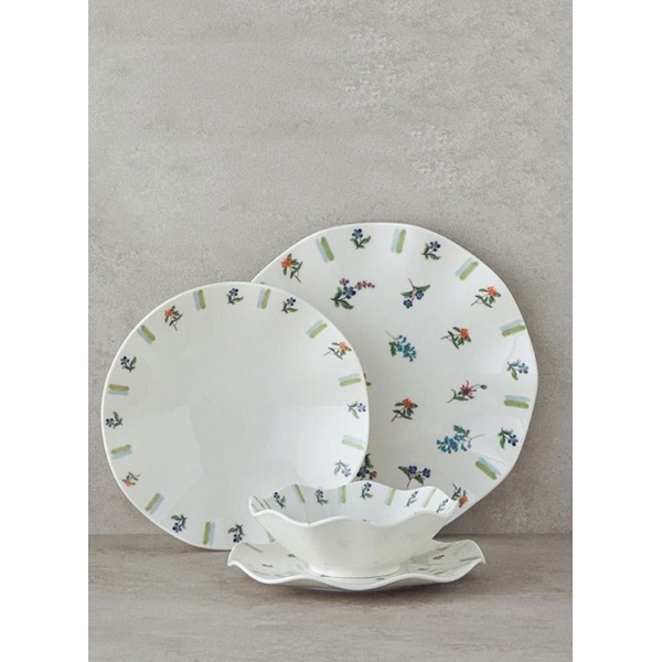 Pleasant Porcelain Table Set 24 Pieces 6 Servings Green - Blue