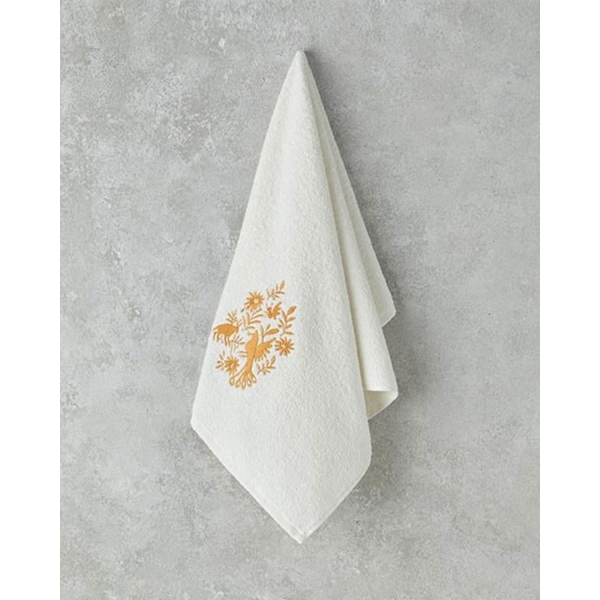 Cotton Embroidered Face Towel 50x80 cm Ecru
