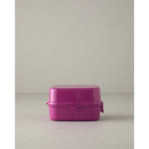 Trendy Plastic With 3 Sections Lunch Box 15x10 cm Pınk