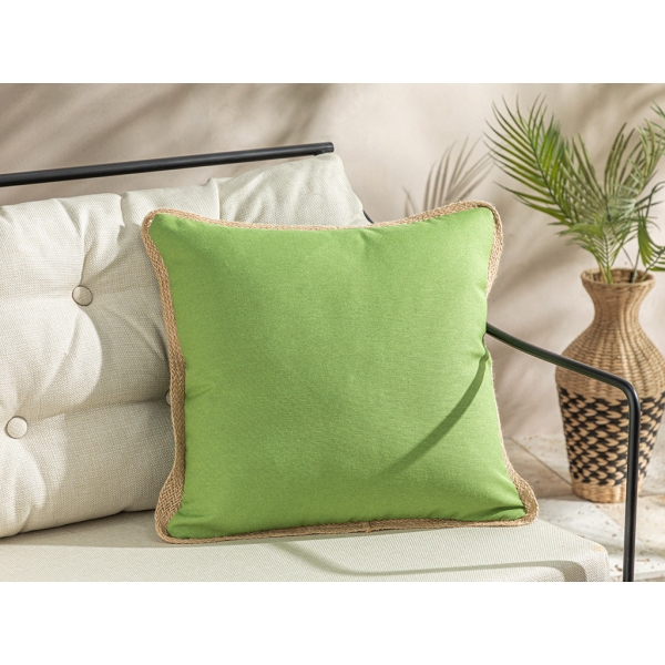 Marine Lena Jute piped Toss Pillow Cover 45x45 cm Green