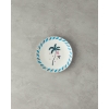 Carnival Palm Bone Porcelain Cake Plate 20 Cm Blue-Green