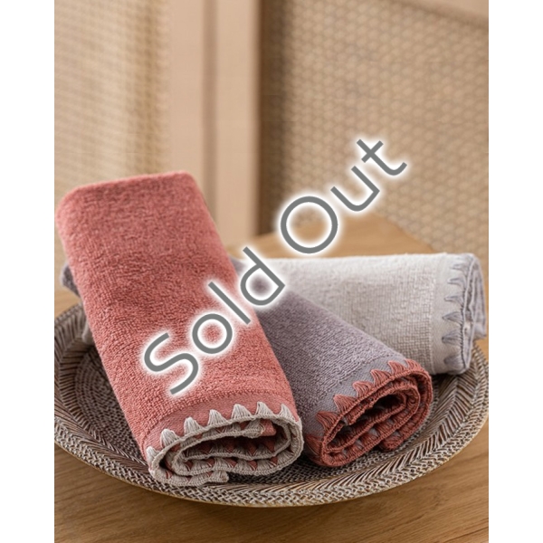 Colin Cotton 3 pcs Hand Towel Set 30x40 cm Beige - Purple - Dusty Rose