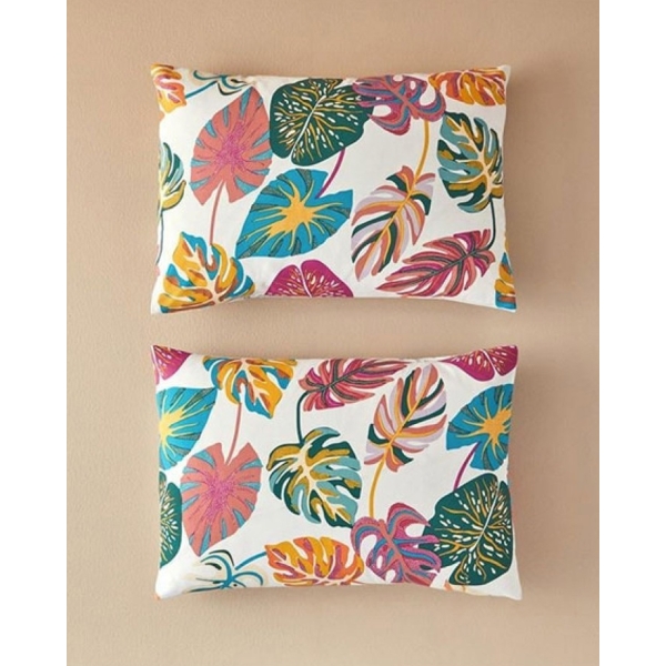 Leaf Jungle 2-Piece Pillow Case  50x70 cm Fuchsia