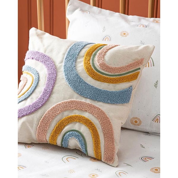 Rainbow With Filling Decorative Cushion 30x30 cm Beige