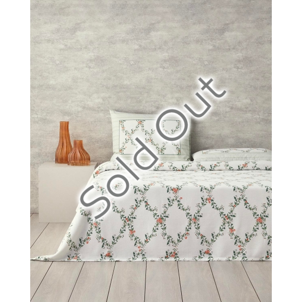 Floral Slice Single Pique Set 150x220 cm Green