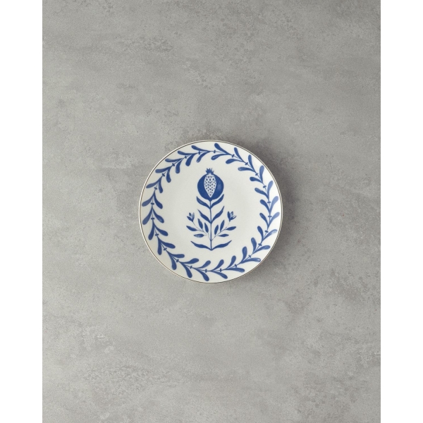 Bone Porcelain Cake Plate 20 cm Navy Blue - White