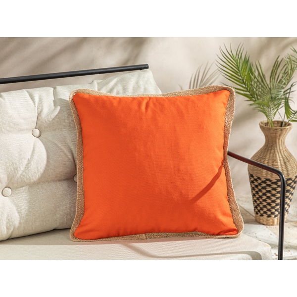 Marine Lena Jute piped Toss Pillow Cover 45x45 cm Orange